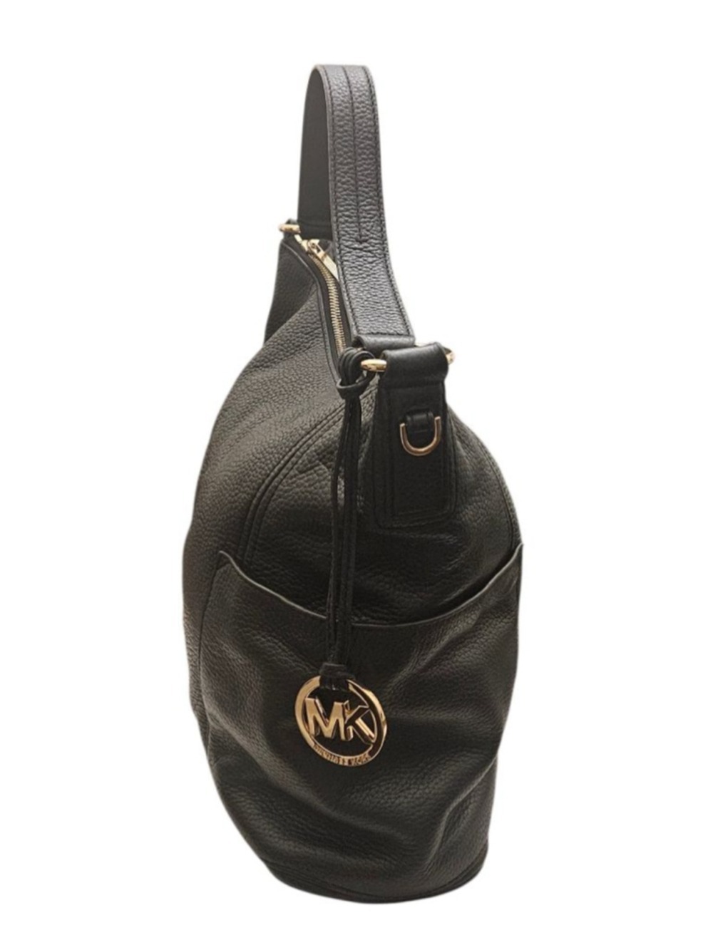 Michael Kors Black Leather Shoulder Bag with Gold Hardware - Picture 15 of 17